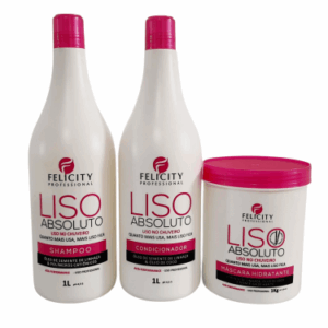 Kit Liso absoluto Shampoo, condicionador e Mascara 3x1L Felicity Professional